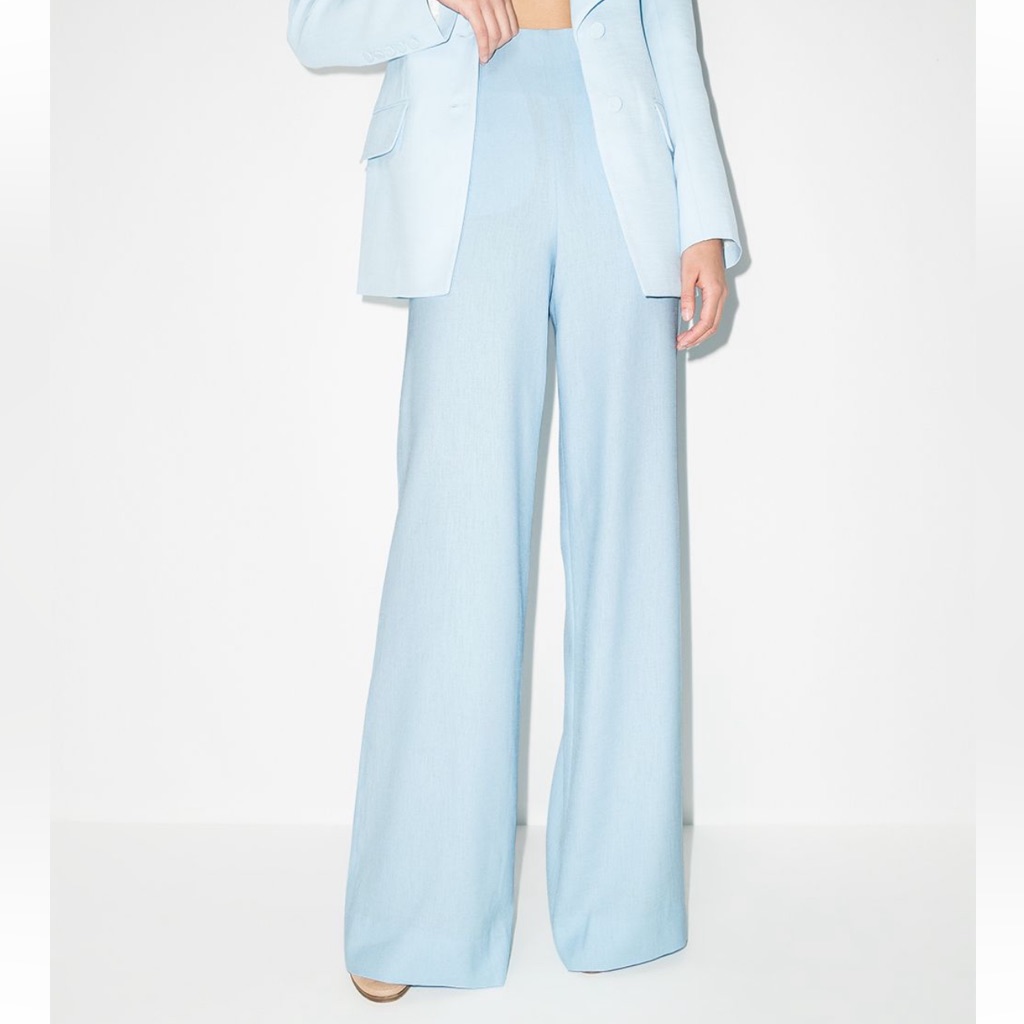 Matriel Pale Blue Wide Leg Twill Trouser